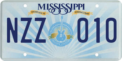 MS license plate NZZ010