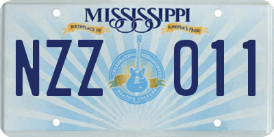 MS license plate NZZ011