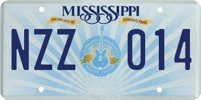 MS license plate NZZ014