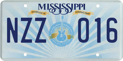 MS license plate NZZ016