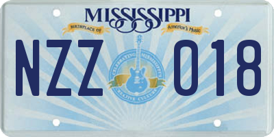 MS license plate NZZ018