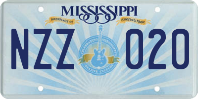 MS license plate NZZ020