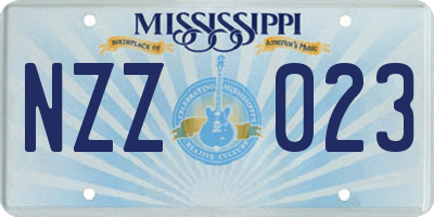 MS license plate NZZ023