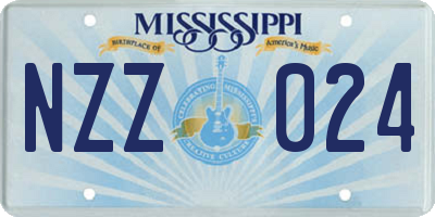 MS license plate NZZ024