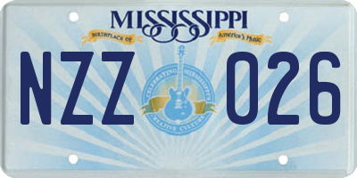 MS license plate NZZ026