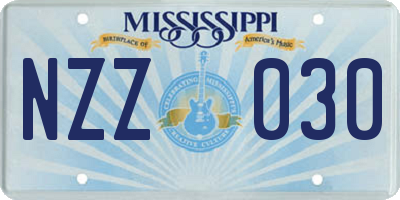 MS license plate NZZ030