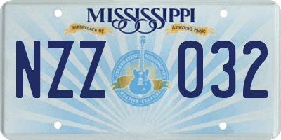 MS license plate NZZ032