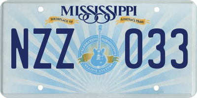 MS license plate NZZ033