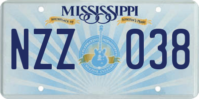 MS license plate NZZ038
