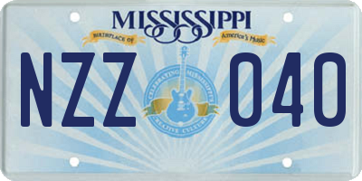 MS license plate NZZ040