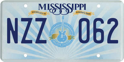 MS license plate NZZ062