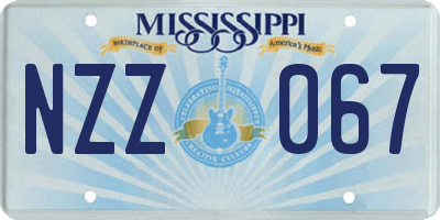 MS license plate NZZ067