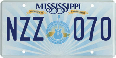 MS license plate NZZ070