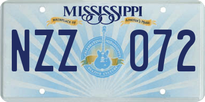 MS license plate NZZ072