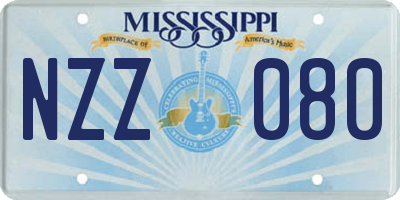 MS license plate NZZ080