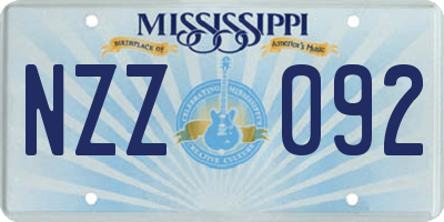 MS license plate NZZ092