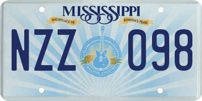 MS license plate NZZ098