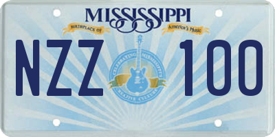MS license plate NZZ100