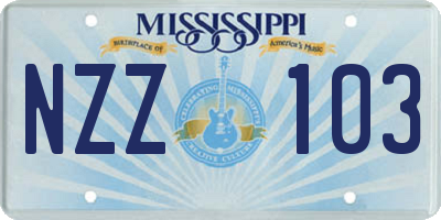 MS license plate NZZ103
