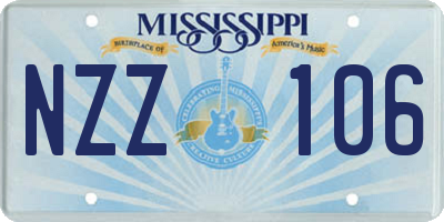 MS license plate NZZ106