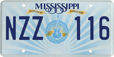 MS license plate NZZ116