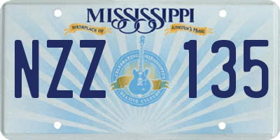MS license plate NZZ135