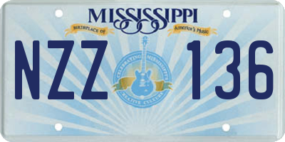 MS license plate NZZ136