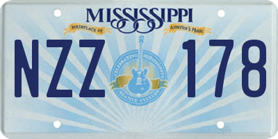 MS license plate NZZ178