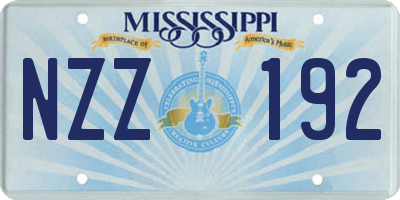 MS license plate NZZ192