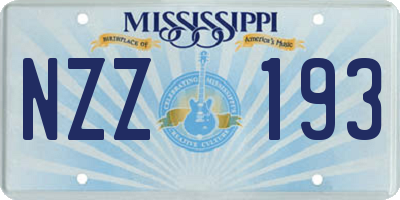 MS license plate NZZ193