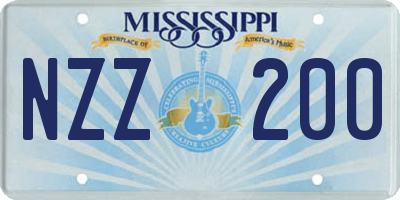 MS license plate NZZ200