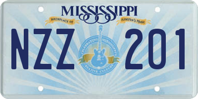MS license plate NZZ201