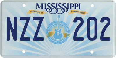 MS license plate NZZ202