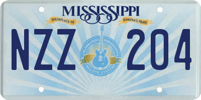 MS license plate NZZ204