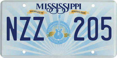 MS license plate NZZ205