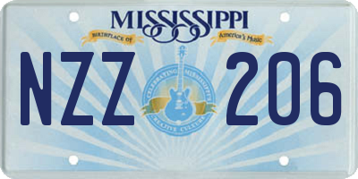 MS license plate NZZ206