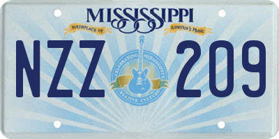 MS license plate NZZ209