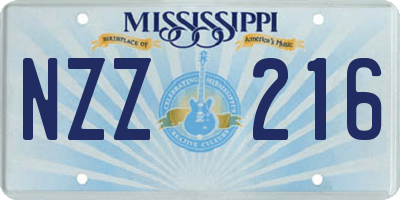 MS license plate NZZ216
