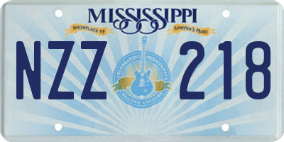 MS license plate NZZ218