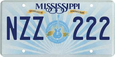 MS license plate NZZ222