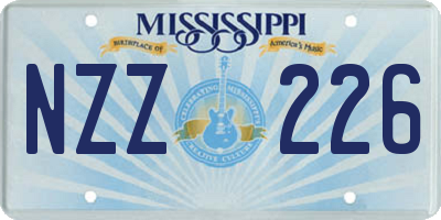 MS license plate NZZ226