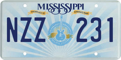 MS license plate NZZ231
