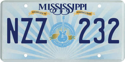 MS license plate NZZ232
