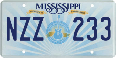 MS license plate NZZ233