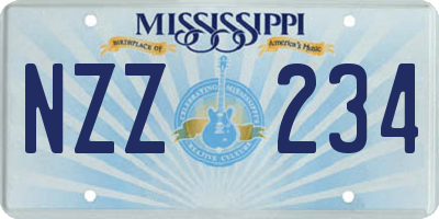 MS license plate NZZ234