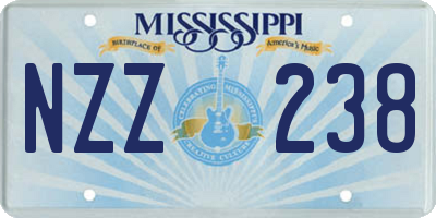 MS license plate NZZ238