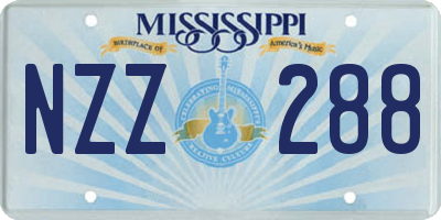 MS license plate NZZ288