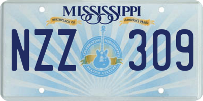 MS license plate NZZ309