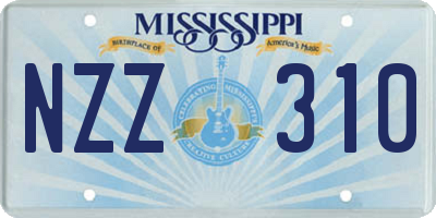 MS license plate NZZ310