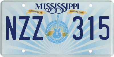 MS license plate NZZ315